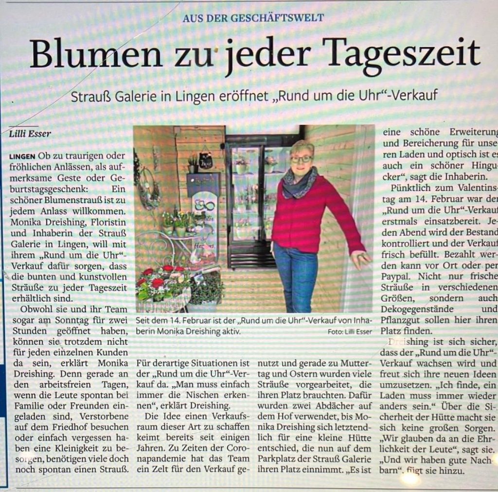 Zeitungsanzeige der Strau&szlig;galerie Lingen